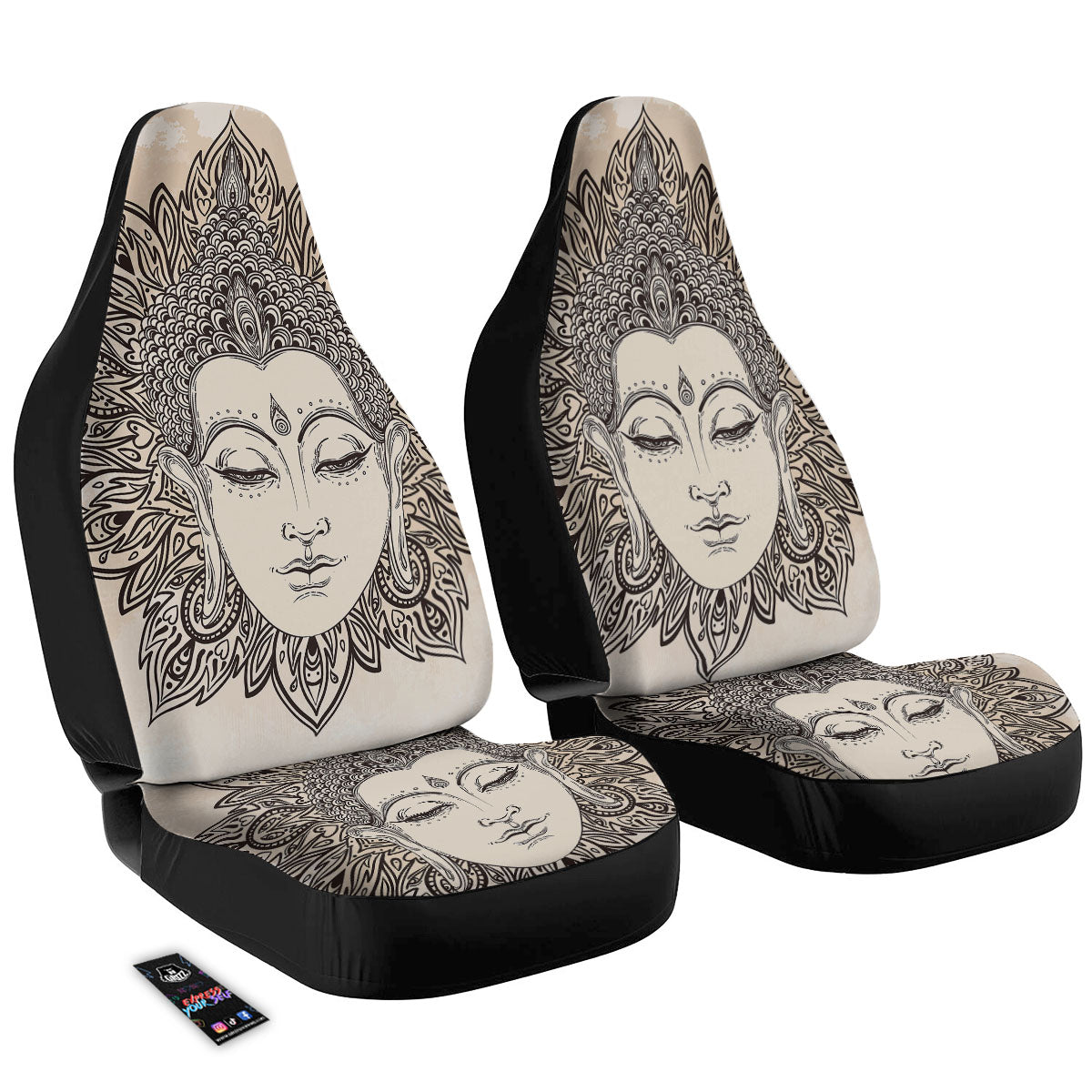 Mandala Buddha Beige Print Car Seat Covers-grizzshop