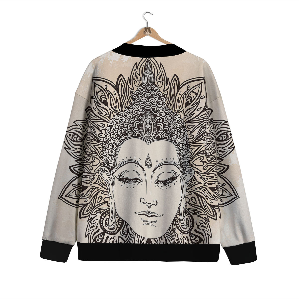Mandala Buddha Beige Print Cardigan-grizzshop