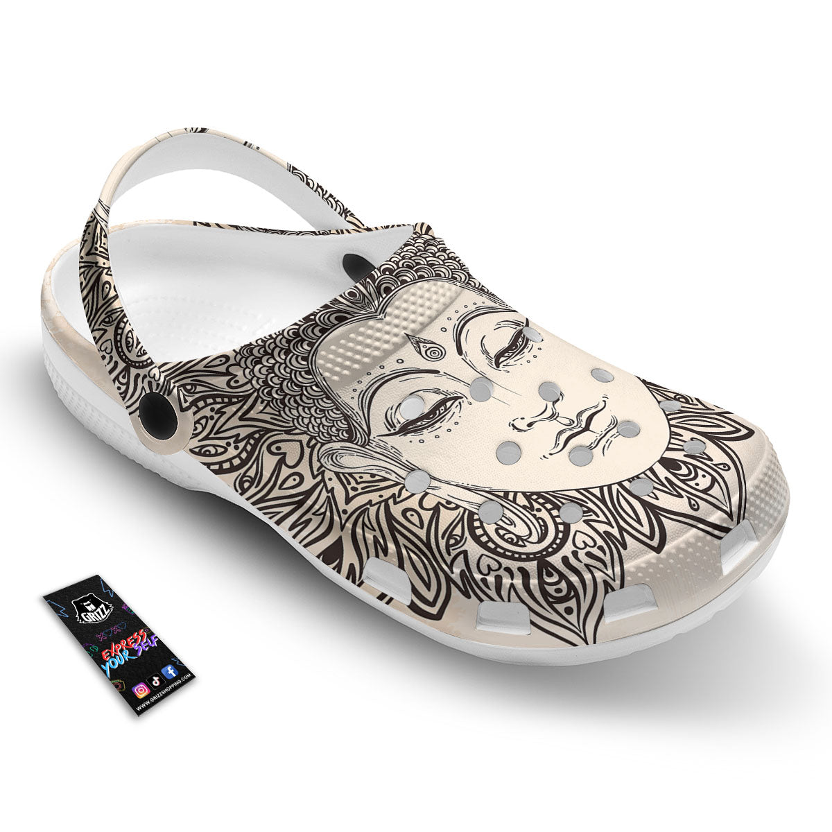 Mandala Buddha Beige Print Clog-grizzshop