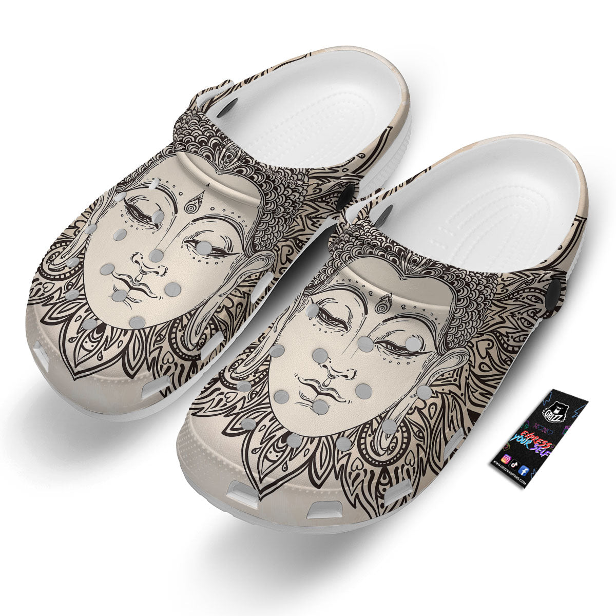Mandala Buddha Beige Print Clog-grizzshop