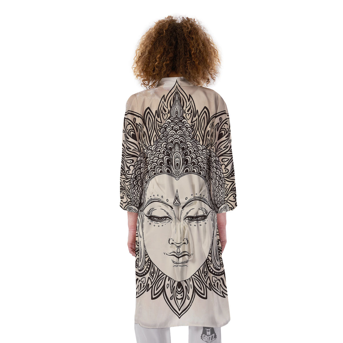 Mandala Buddha Beige Print Kimono-grizzshop