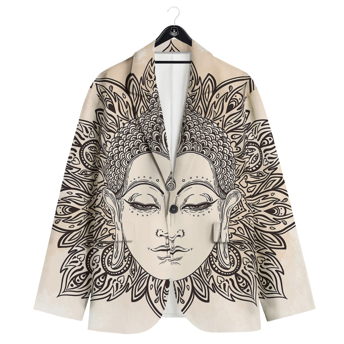 Mandala Buddha Beige Print Men's Sport Coat-grizzshop
