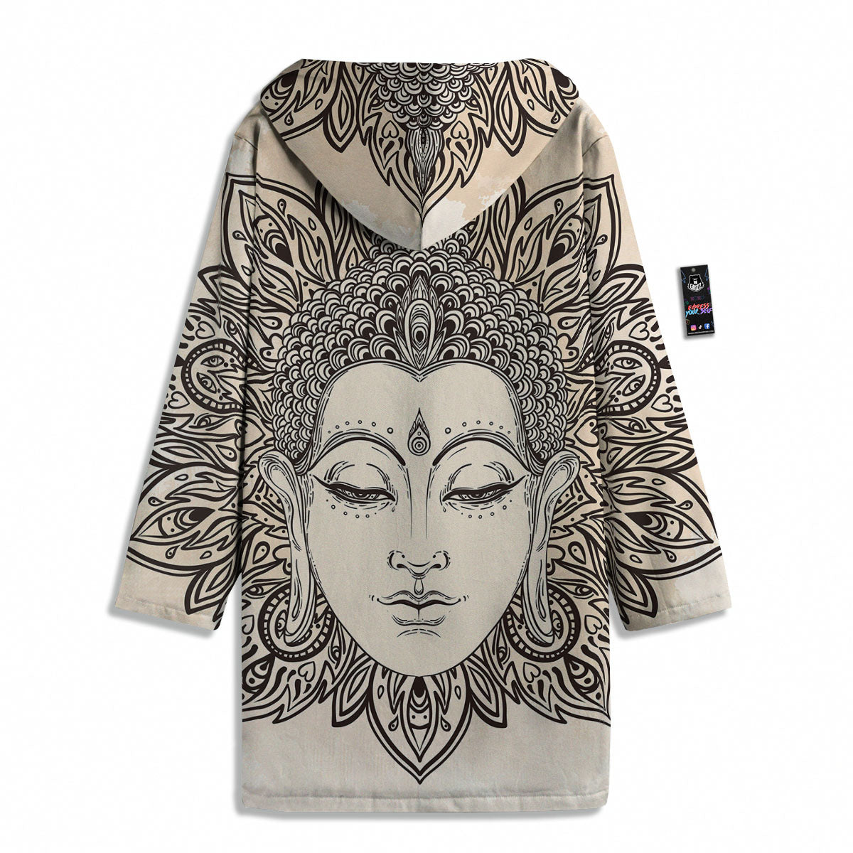 Mandala Buddha Beige Print Men's Windbreaker Jacket-grizzshop