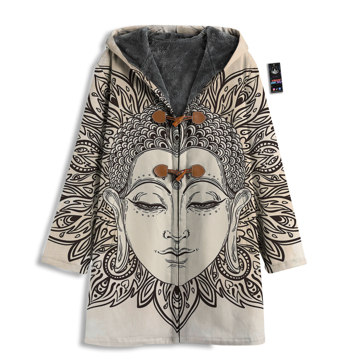 Mandala Buddha Beige Print Men's Windbreaker Jacket-grizzshop