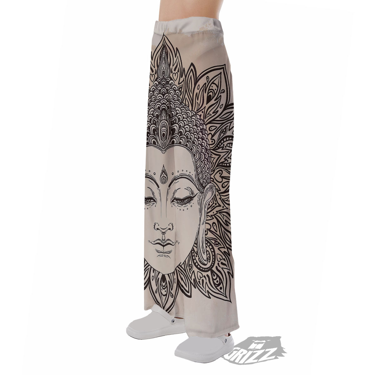 Mandala Buddha Beige Print Pajama Pants-grizzshop