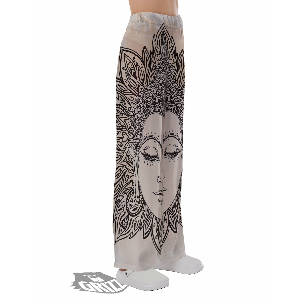 Mandala Buddha Beige Print Pajama Pants-grizzshop