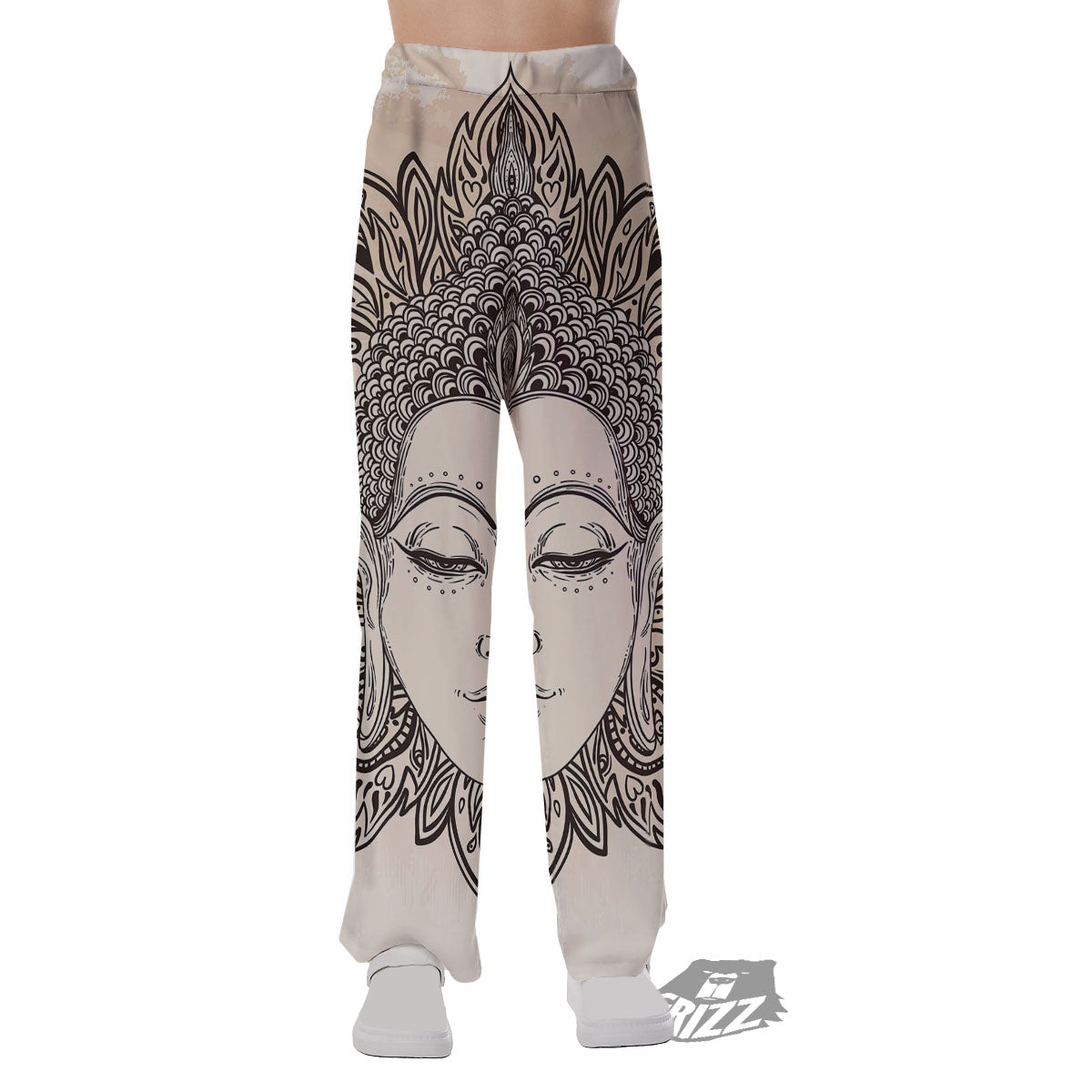 Mandala Buddha Beige Print Pajama Pants-grizzshop