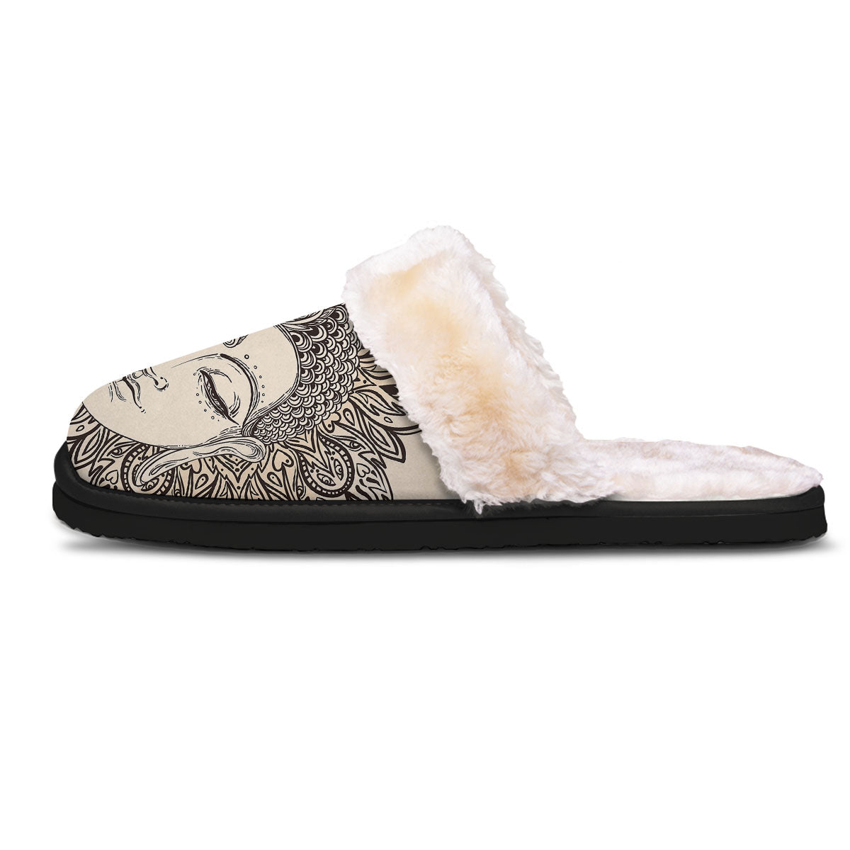 Mandala Buddha Beige Print Slippers-grizzshop