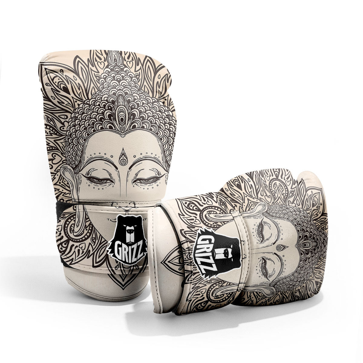 Mandala Buddha Beige Print Pro Boxing Glove