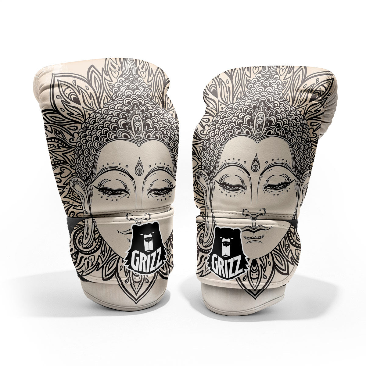 Mandala Buddha Beige Print Pro Boxing Glove