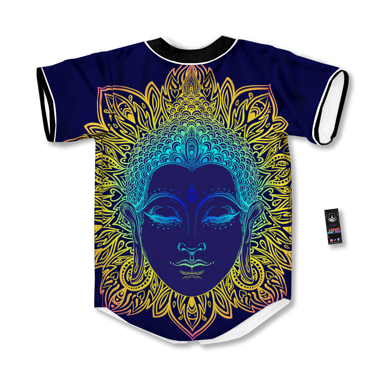Mandala Buddha Colorful Print Baseball Jersey-grizzshop