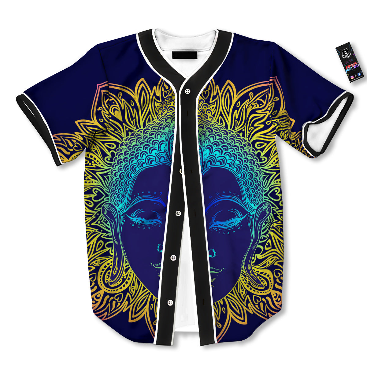 Mandala Buddha Colorful Print Baseball Jersey-grizzshop