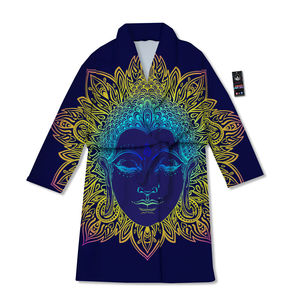 Mandala Buddha Colorful Print Bathrobe-grizzshop