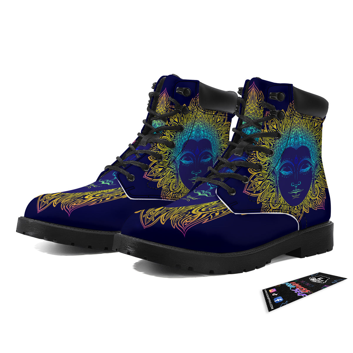 Mandala Buddha Colorful Print Boots-grizzshop