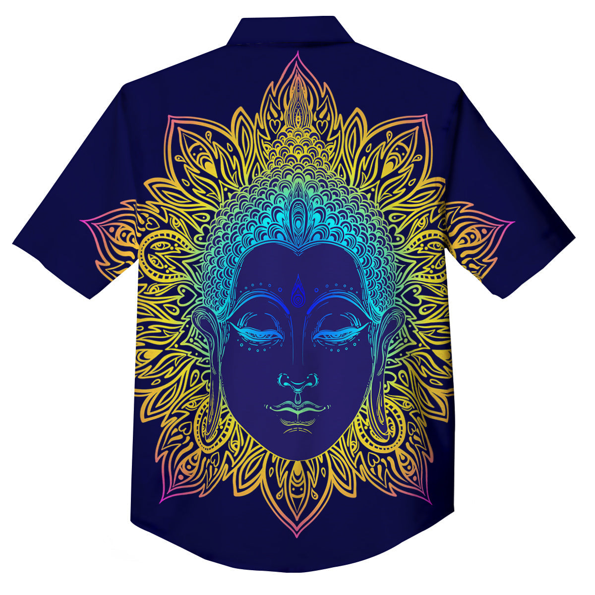 Mandala Buddha Colorful Print Button Up Shirt-grizzshop