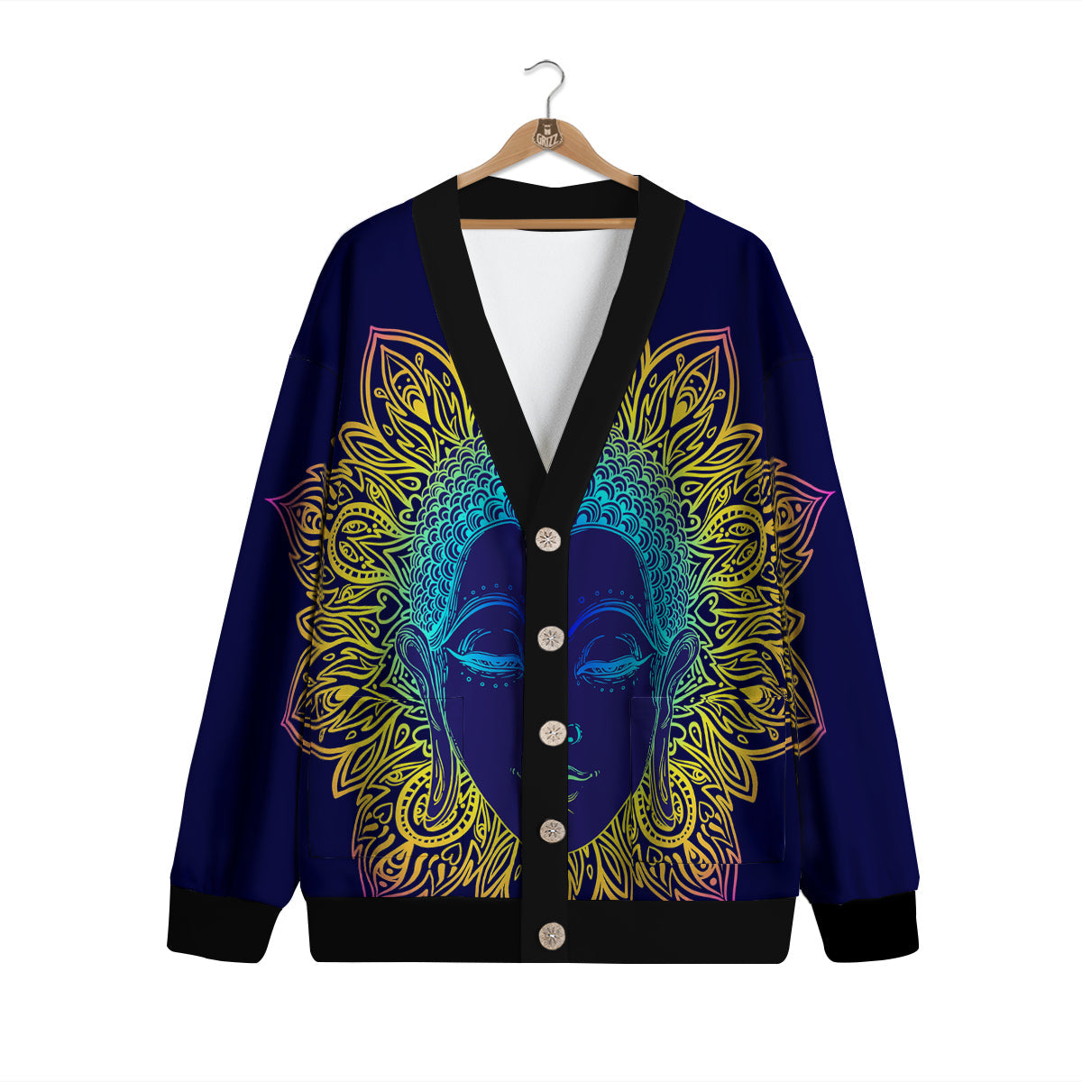 Mandala Buddha Colorful Print Cardigan-grizzshop
