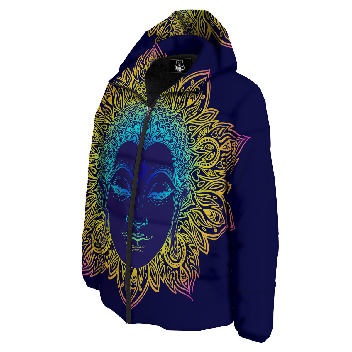 Mandala Buddha Colorful Print Down Jacket-grizzshop