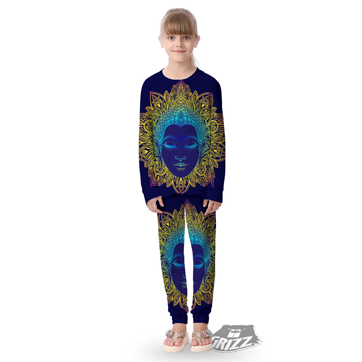 Mandala Buddha Colorful Print Kid's Pajamas-grizzshop