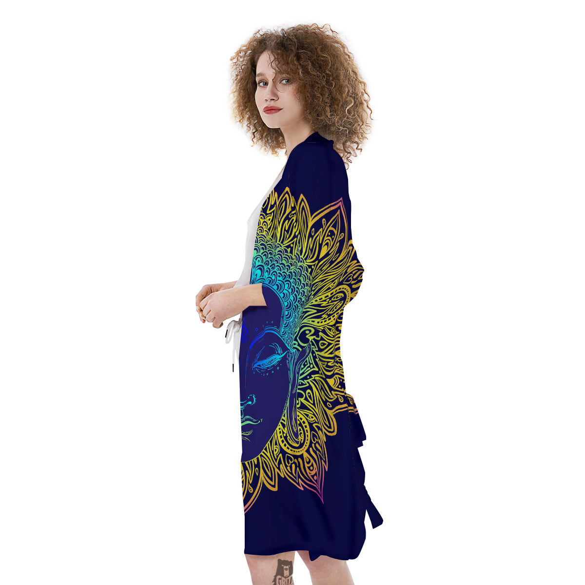 Mandala Buddha Colorful Print Kimono-grizzshop
