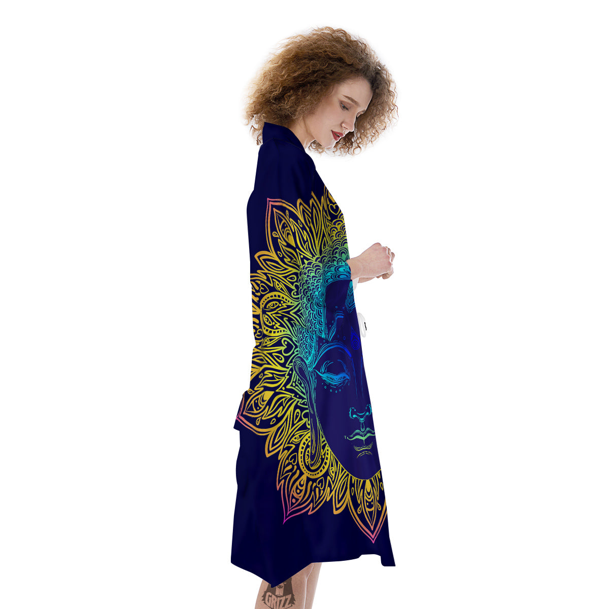 Mandala Buddha Colorful Print Kimono-grizzshop