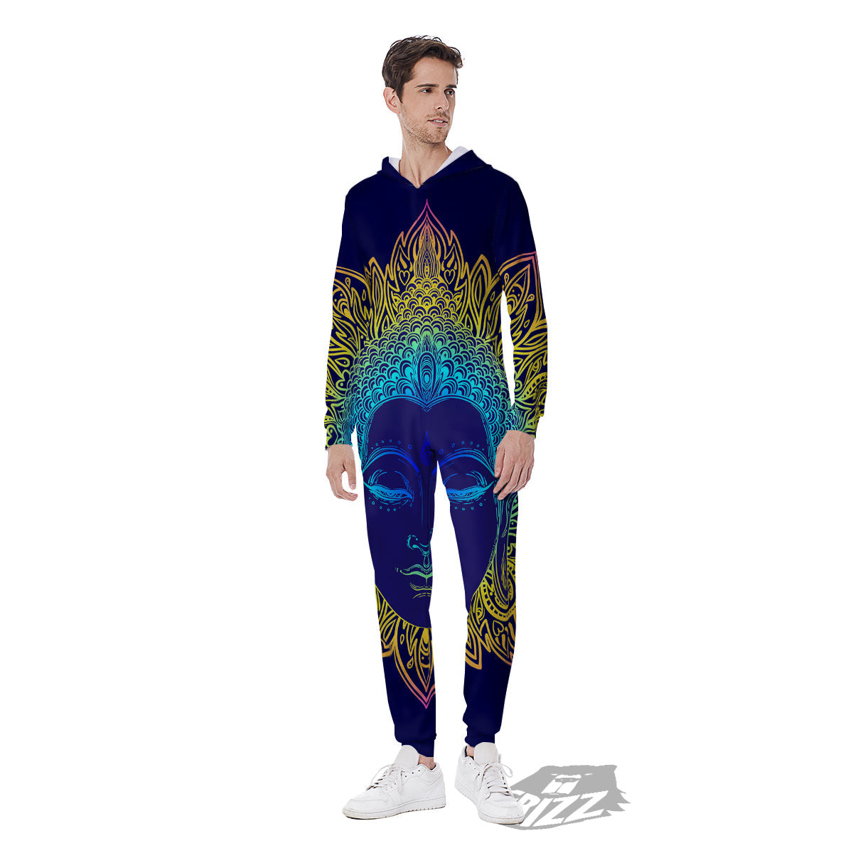 Mandala Buddha Colorful Print Men's Jumpsuit-grizzshop