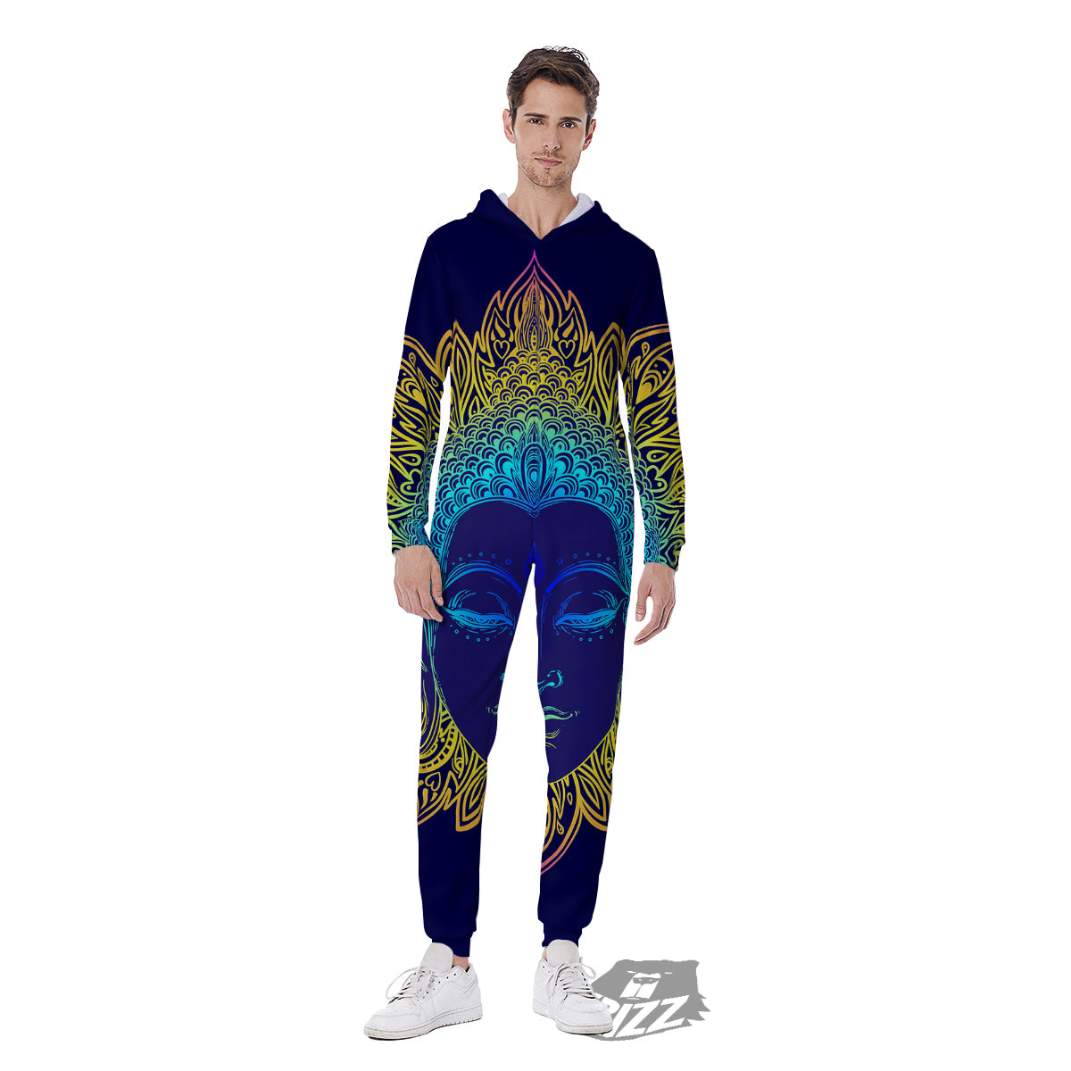 Mandala Buddha Colorful Print Men's Jumpsuit-grizzshop