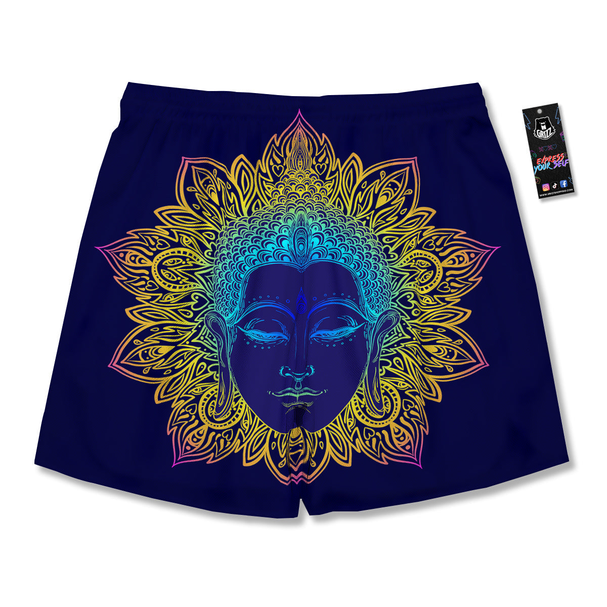 Mandala Buddha Colorful Print Men's Running Shorts-grizzshop