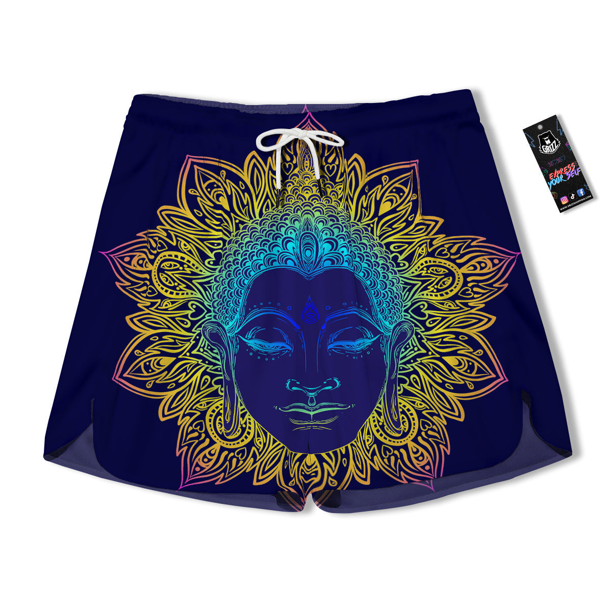 Mandala Buddha Colorful Print Men's Running Shorts-grizzshop