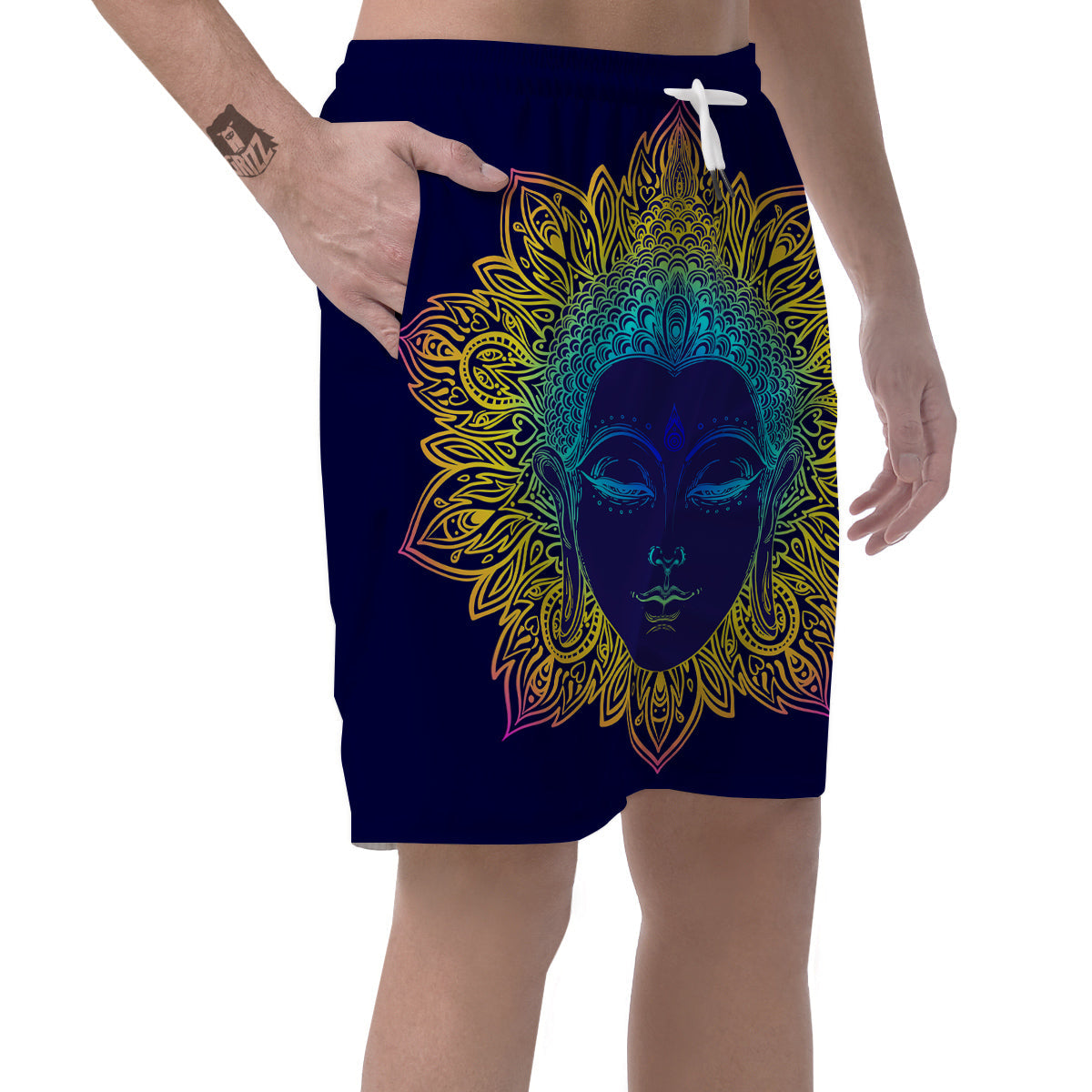 Mandala Buddha Colorful Print Men's Shorts-grizzshop