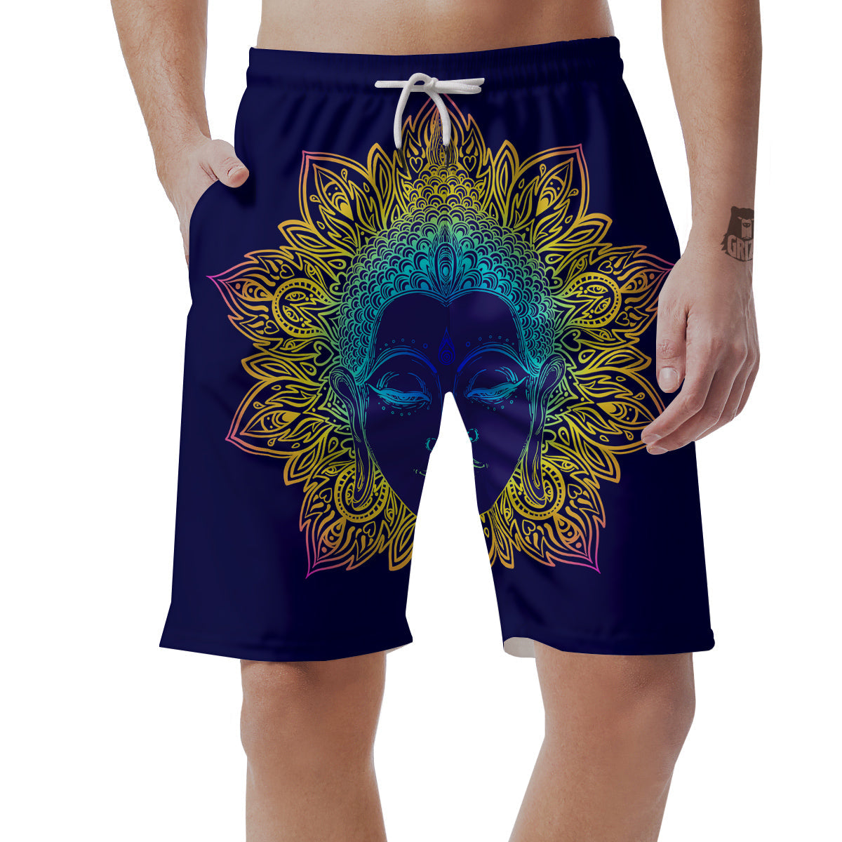 Mandala Buddha Colorful Print Men's Shorts-grizzshop
