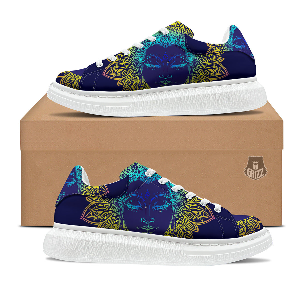 Mandala Buddha Colorful Print Platform Shoes-grizzshop