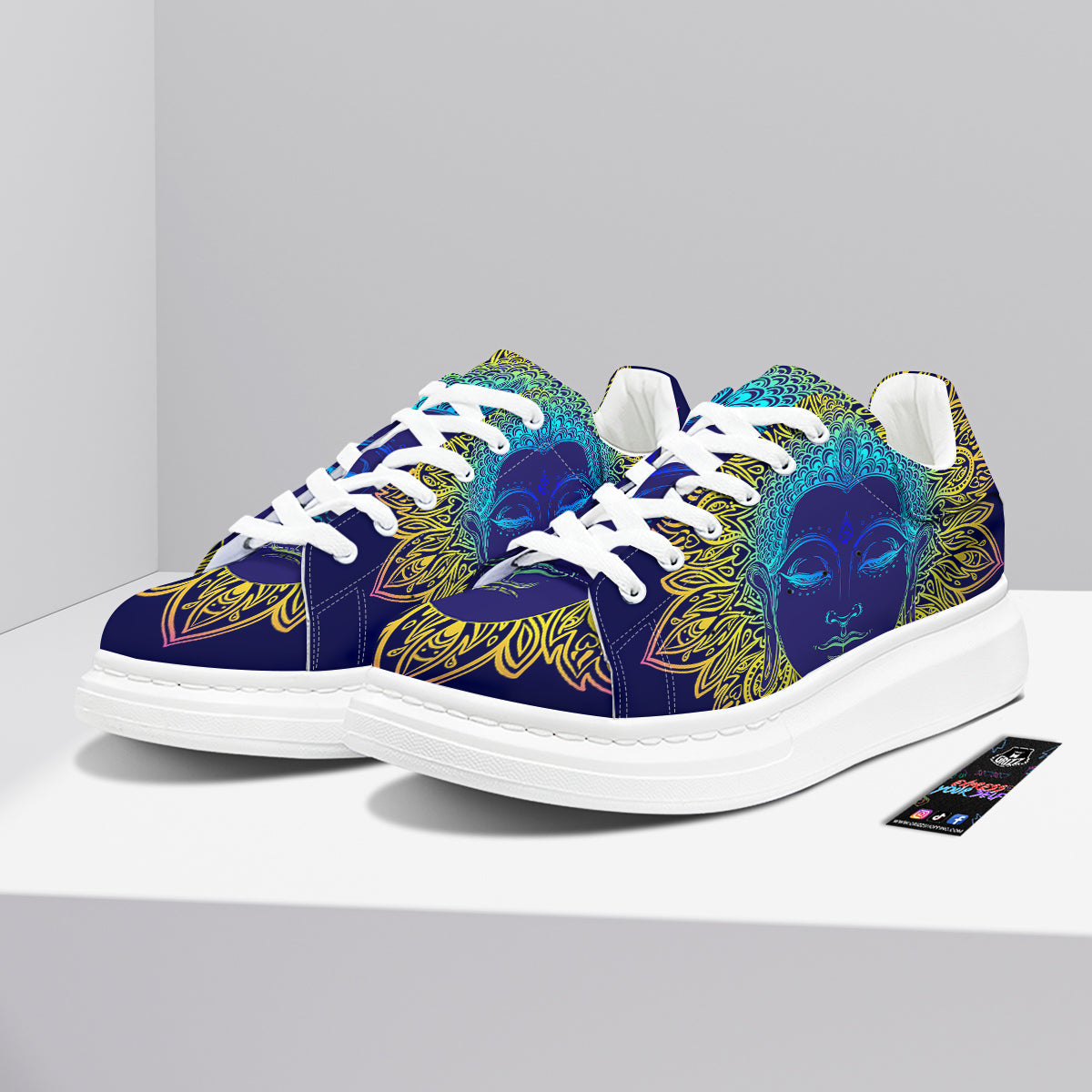 Mandala Buddha Colorful Print Platform Shoes-grizzshop