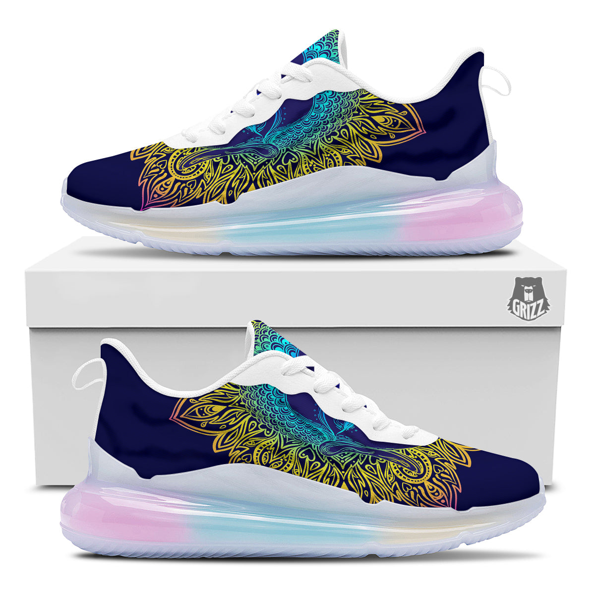 Mandala Buddha Colorful Print Running Sneakers-grizzshop