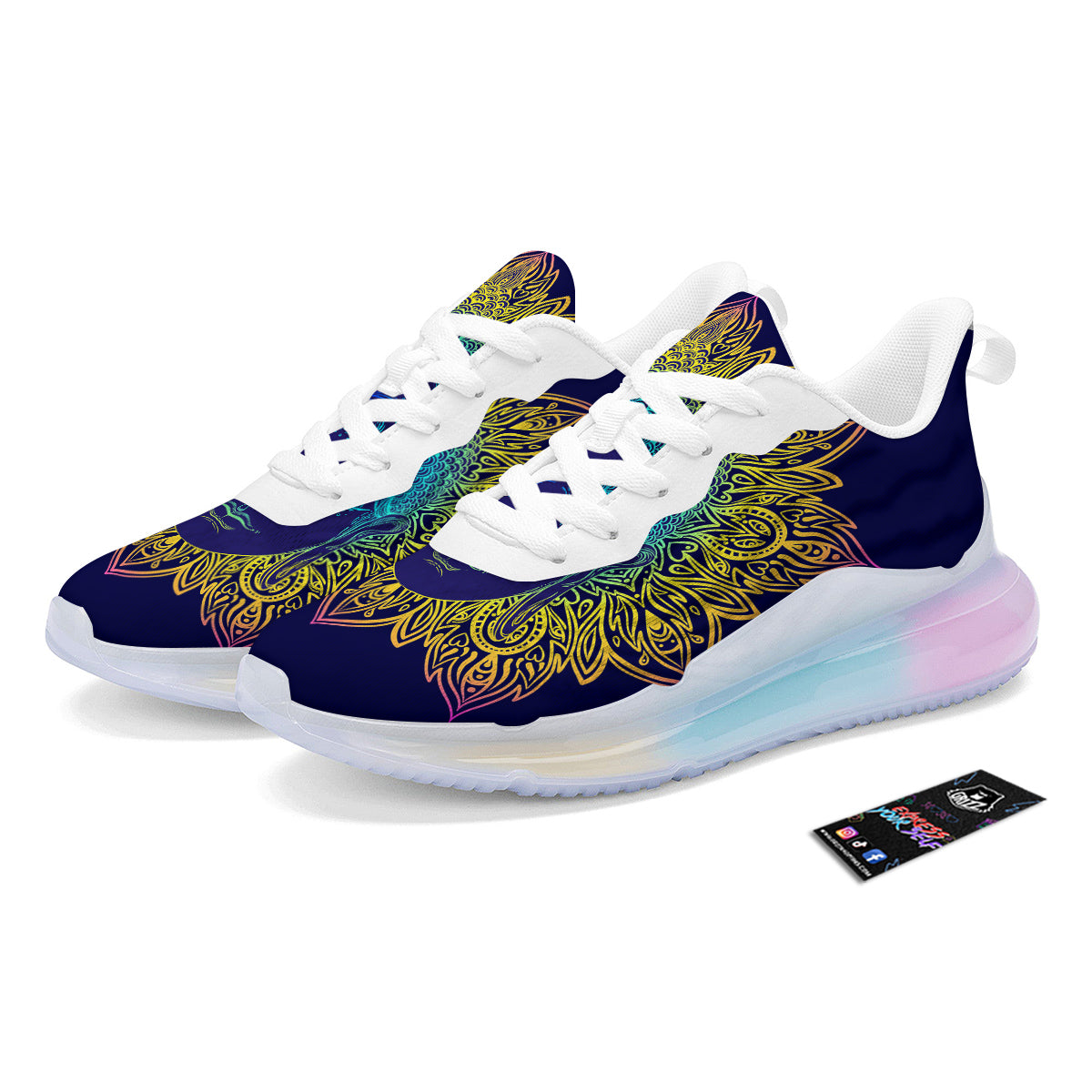 Mandala Buddha Colorful Print Running Sneakers-grizzshop