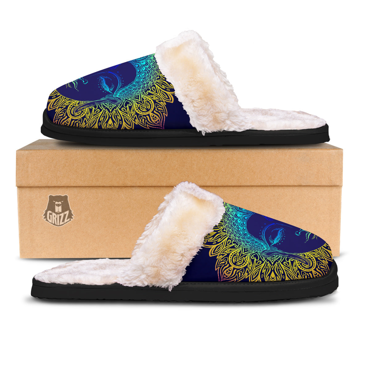 Mandala Buddha Colorful Print Slippers-grizzshop
