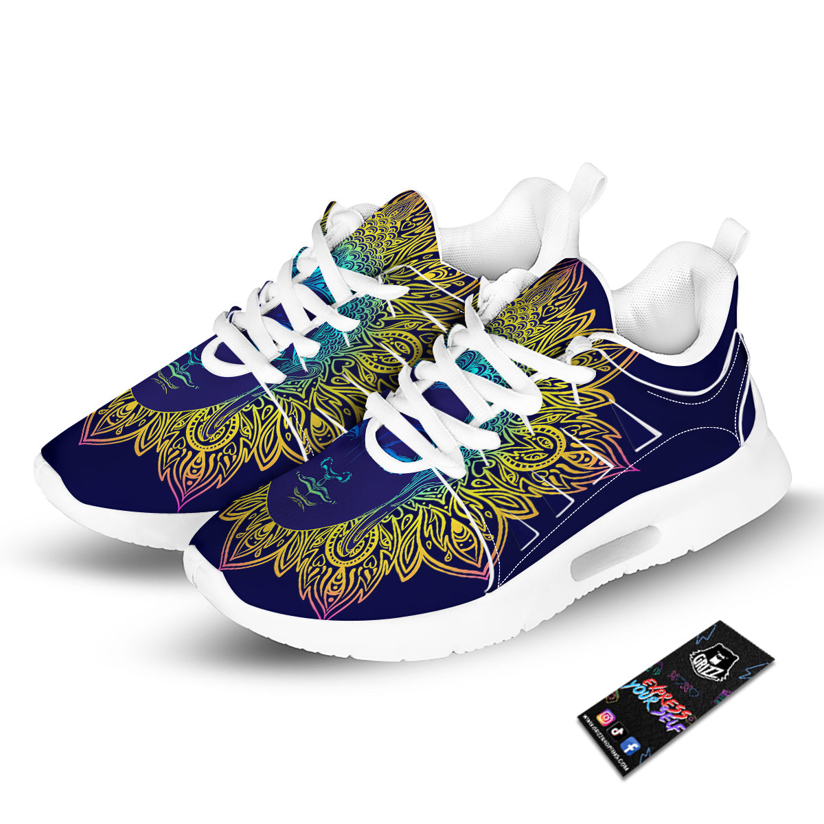 Mandala Buddha Colorful Print Tennis Shoes-grizzshop
