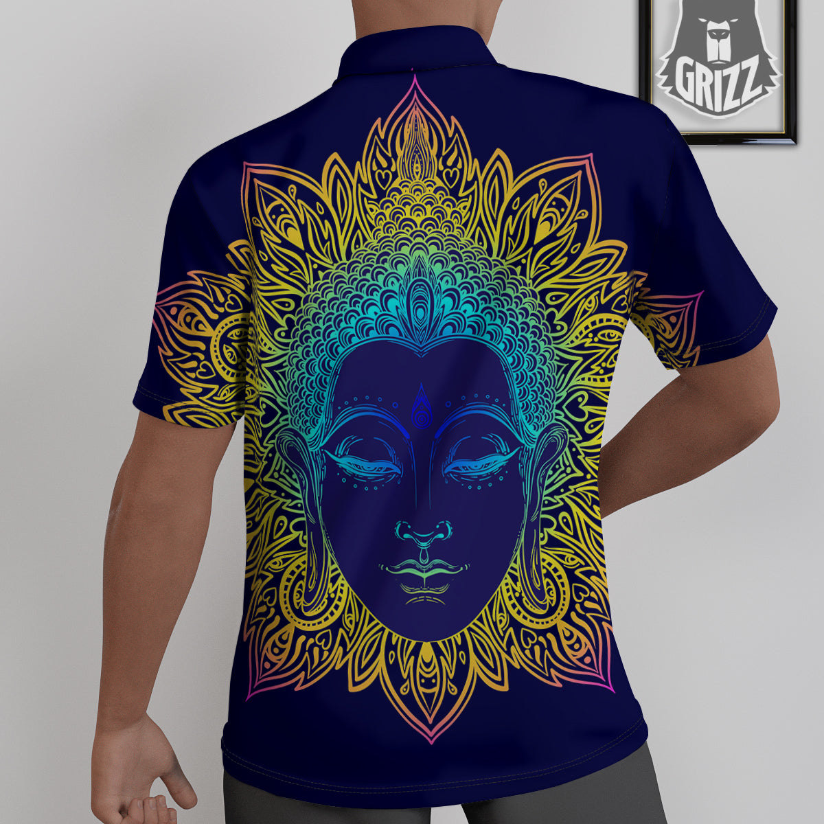Mandala Buddha Colorful Print Untucked Shirts-grizzshop
