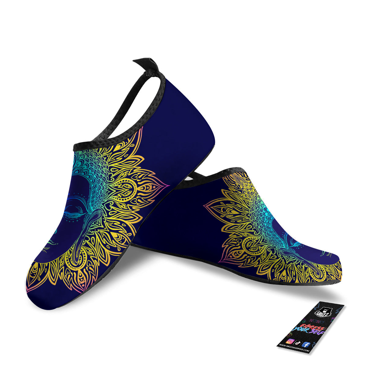 Mandala Buddha Colorful Print Water Shoes-grizzshop