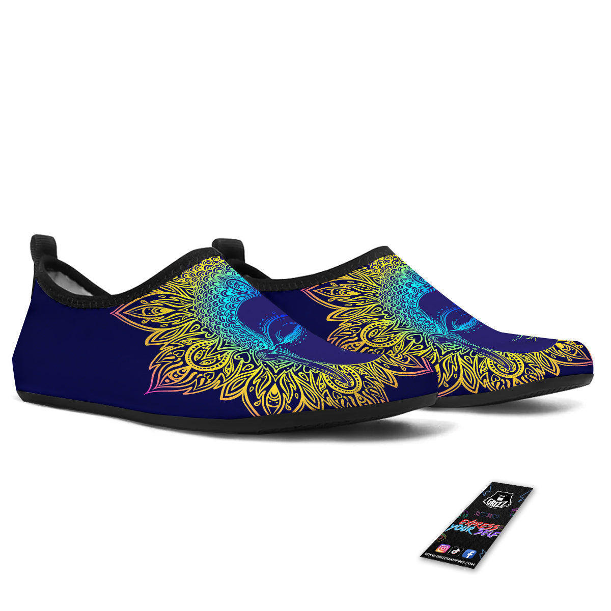 Mandala Buddha Colorful Print Water Shoes-grizzshop