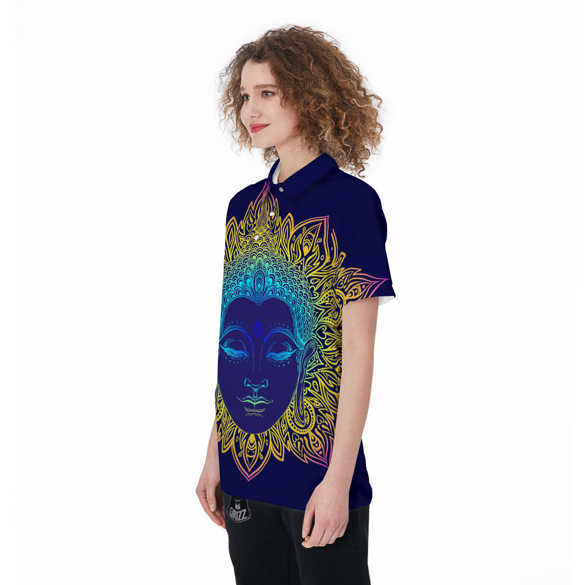 Mandala Buddha Colorful Print Women's Golf Shirts-grizzshop