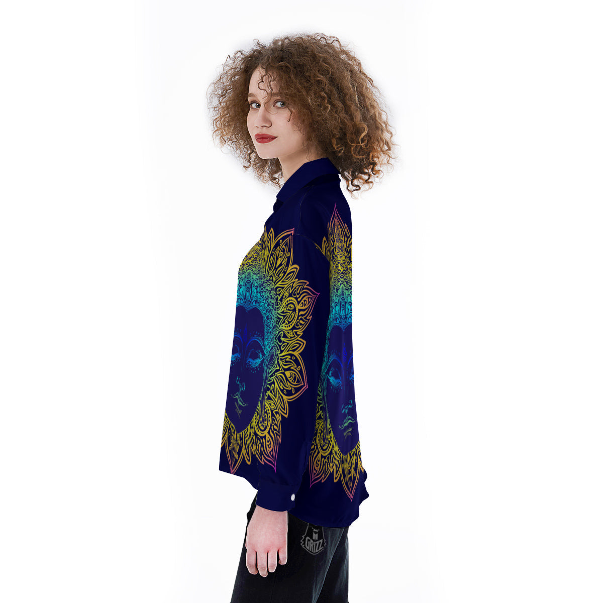Mandala Buddha Colorful Print Women's Long Sleeve Shirts-grizzshop