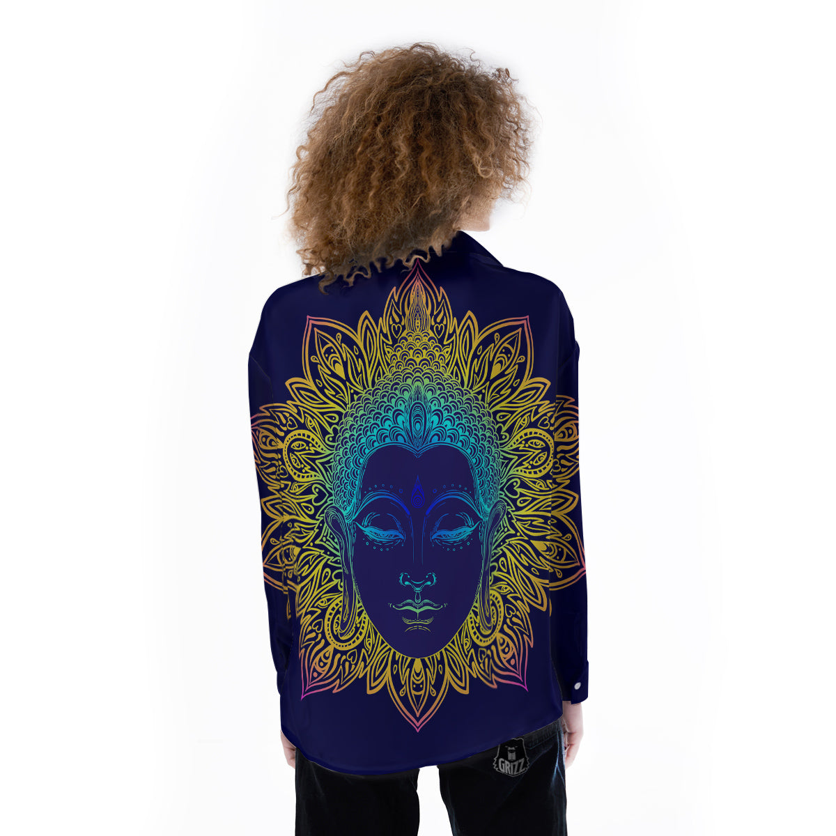 Mandala Buddha Colorful Print Women's Long Sleeve Shirts-grizzshop