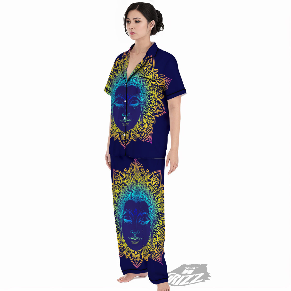 Mandala Buddha Colorful Print Women's Pajamas Set-grizzshop