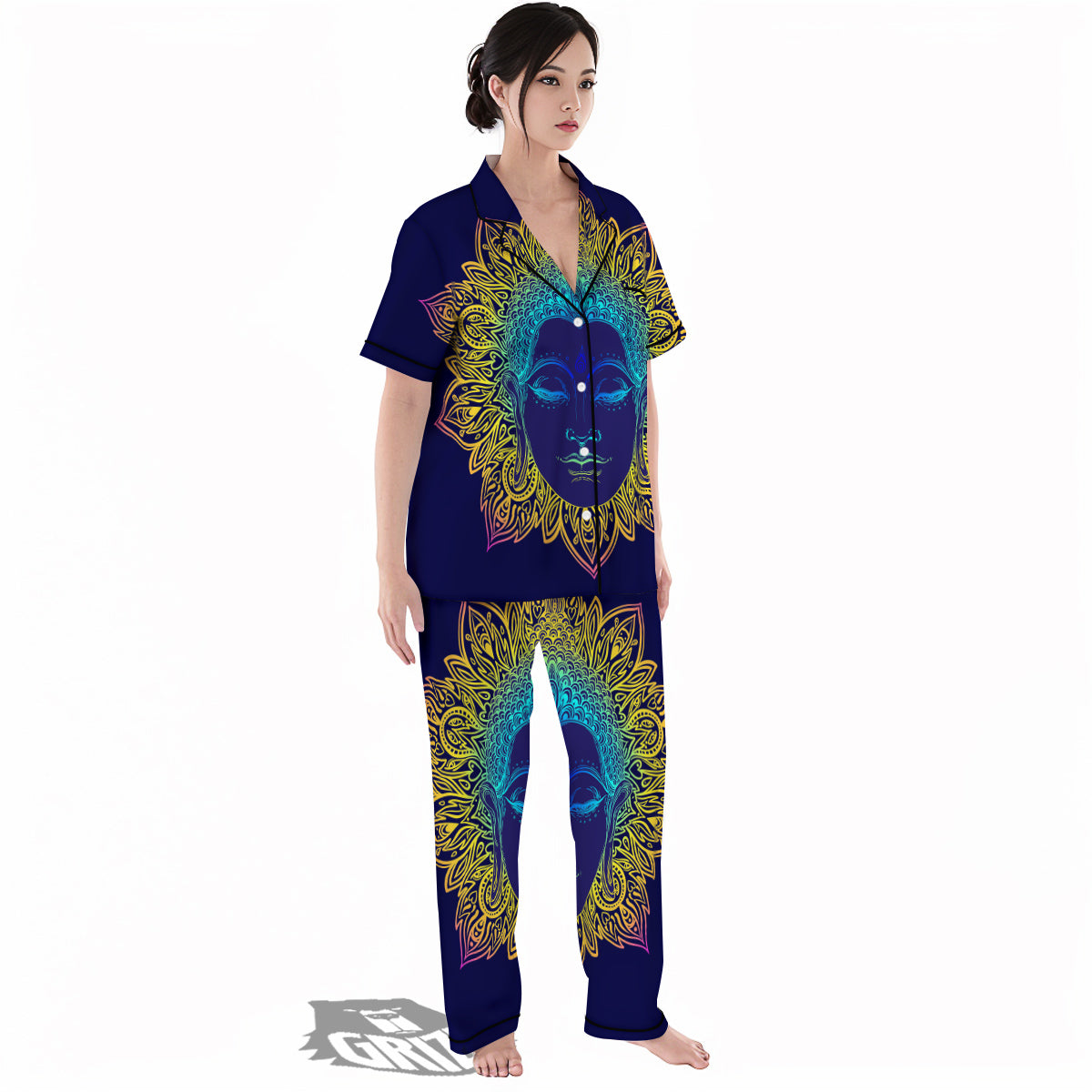 Mandala Buddha Colorful Print Women's Pajamas Set-grizzshop