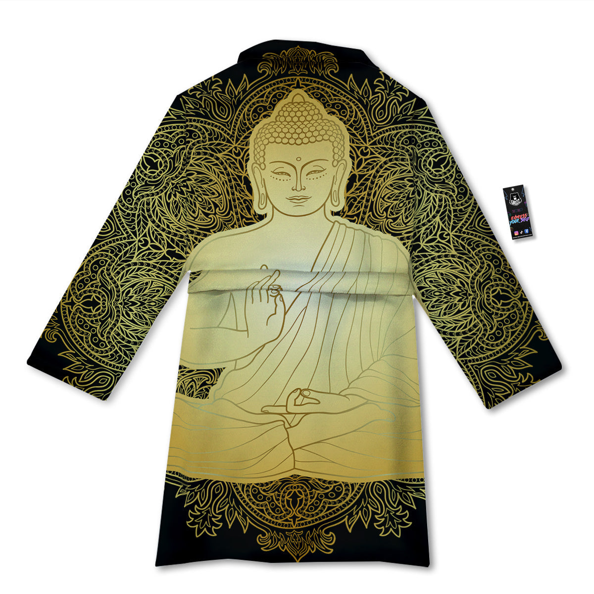 Mandala Buddha Statue Print Bathrobe-grizzshop