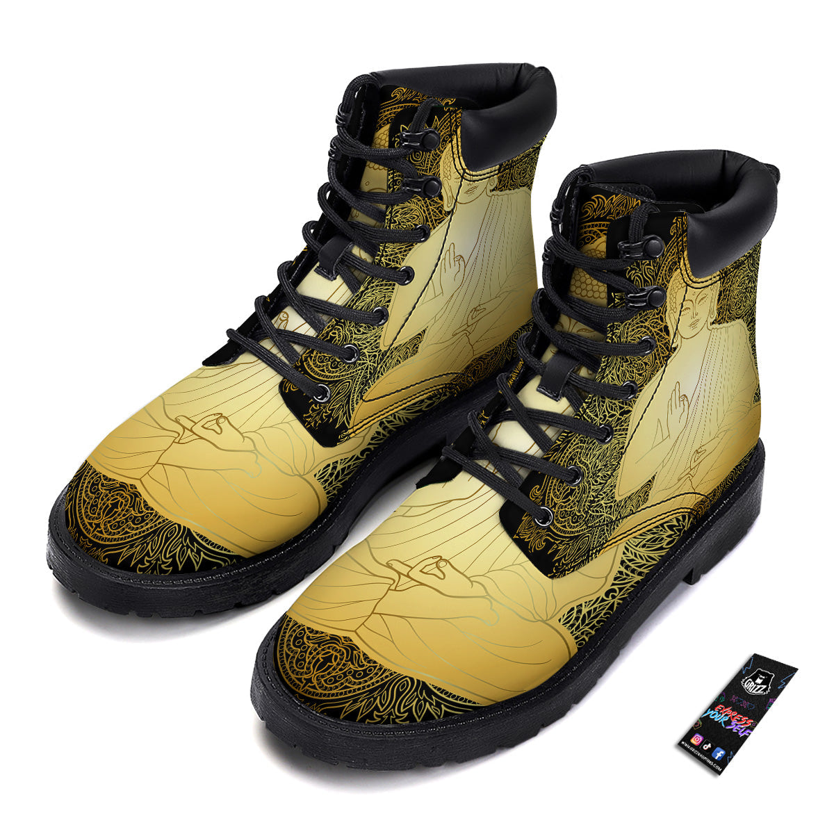 Mandala Buddha Statue Print Boots-grizzshop