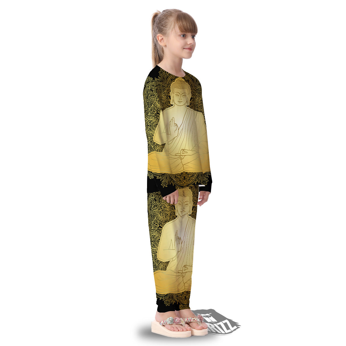 Mandala Buddha Statue Print Kid's Pajamas-grizzshop
