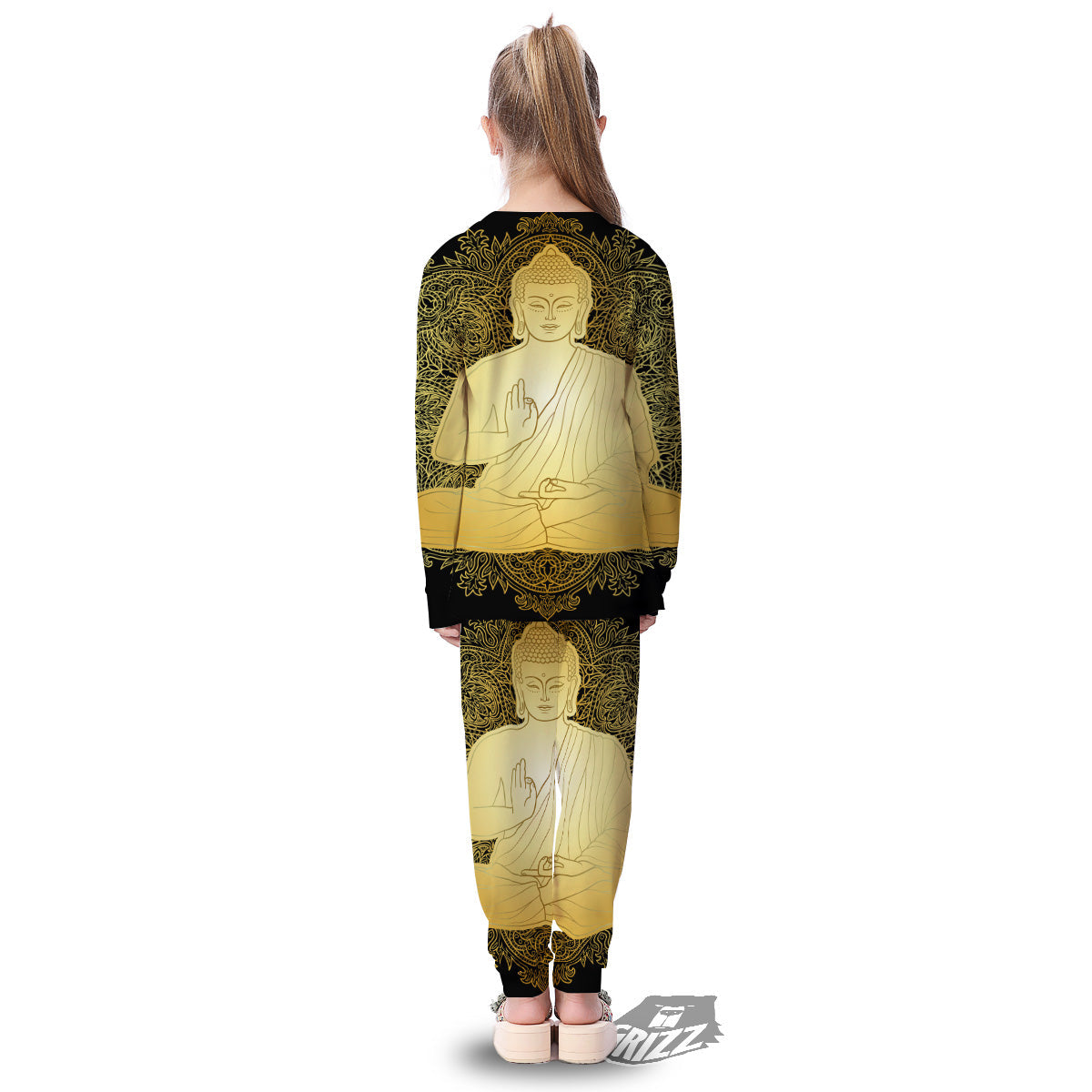 Mandala Buddha Statue Print Kid's Pajamas-grizzshop
