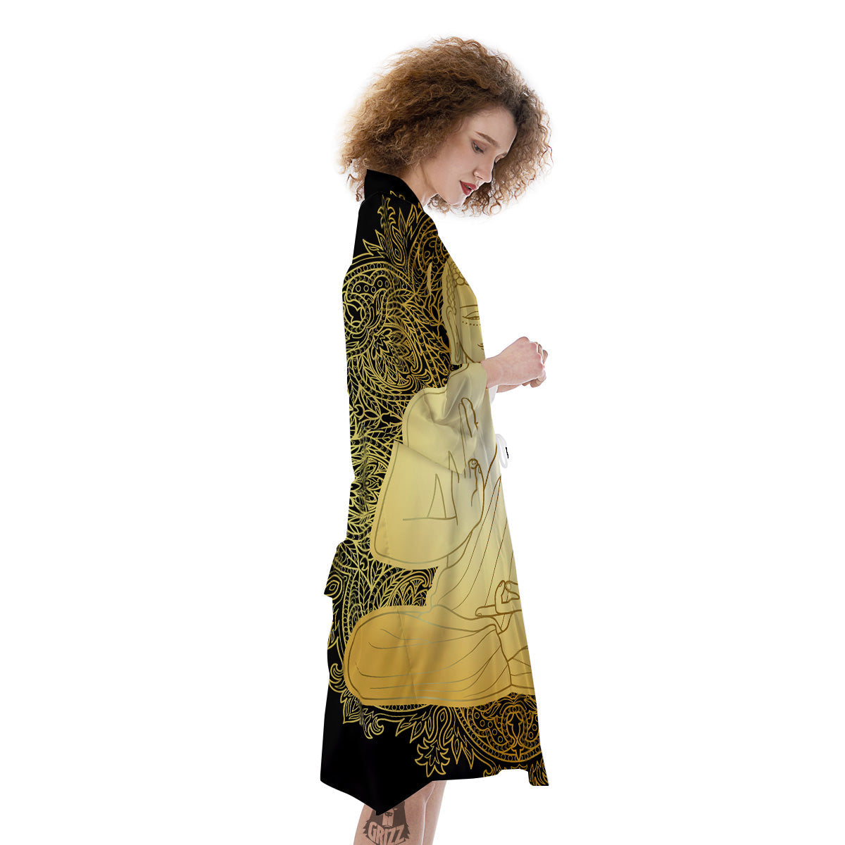 Mandala Buddha Statue Print Kimono-grizzshop