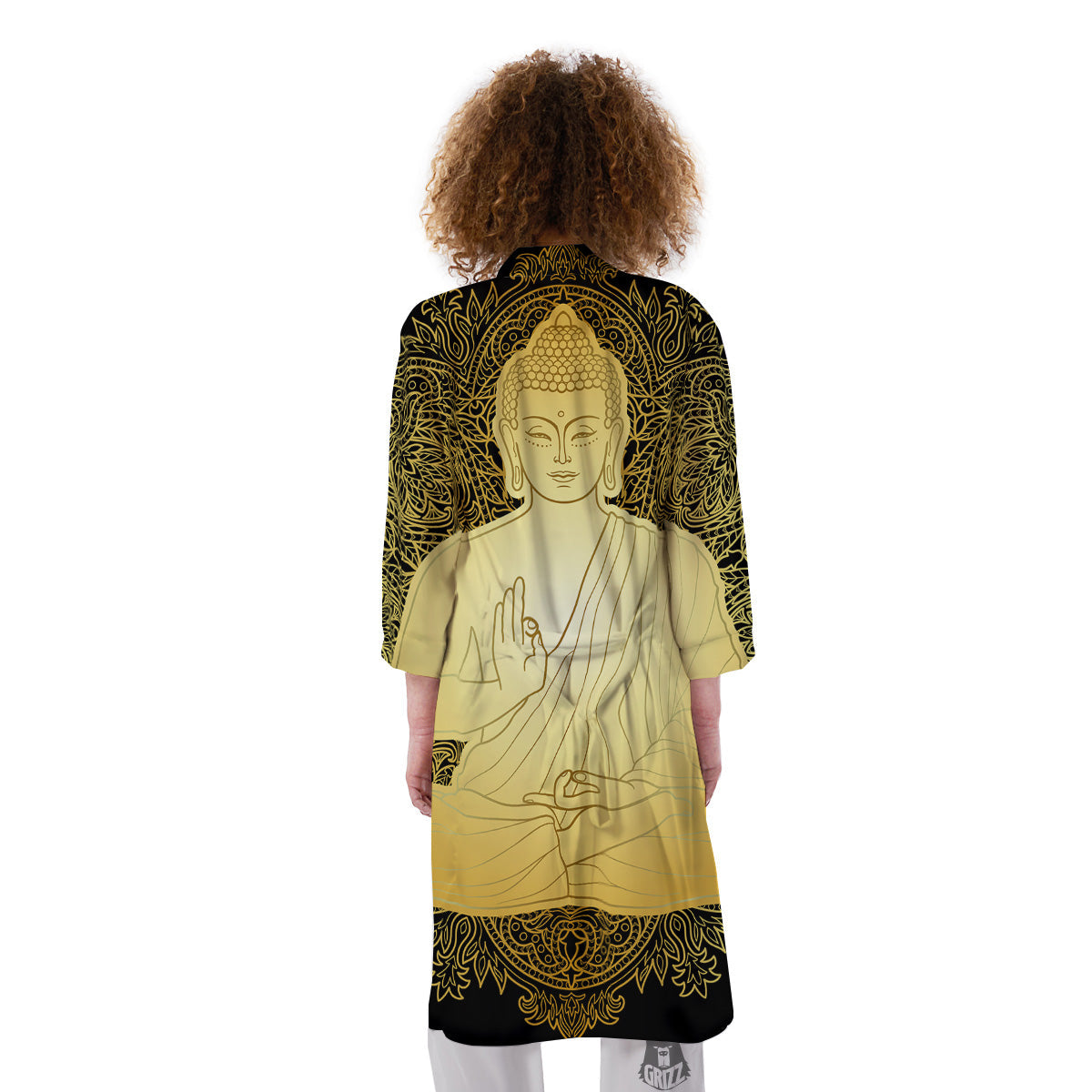 Mandala Buddha Statue Print Kimono-grizzshop